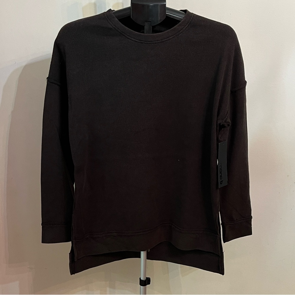 NWT Mono B Brown Crewneck Long Sleeve Top